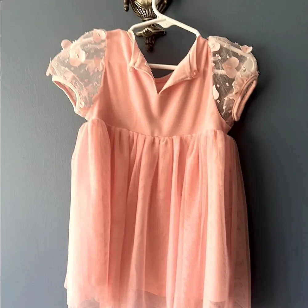 Pink Kids Dress with Matching Ballerina Sparkly Shoes.